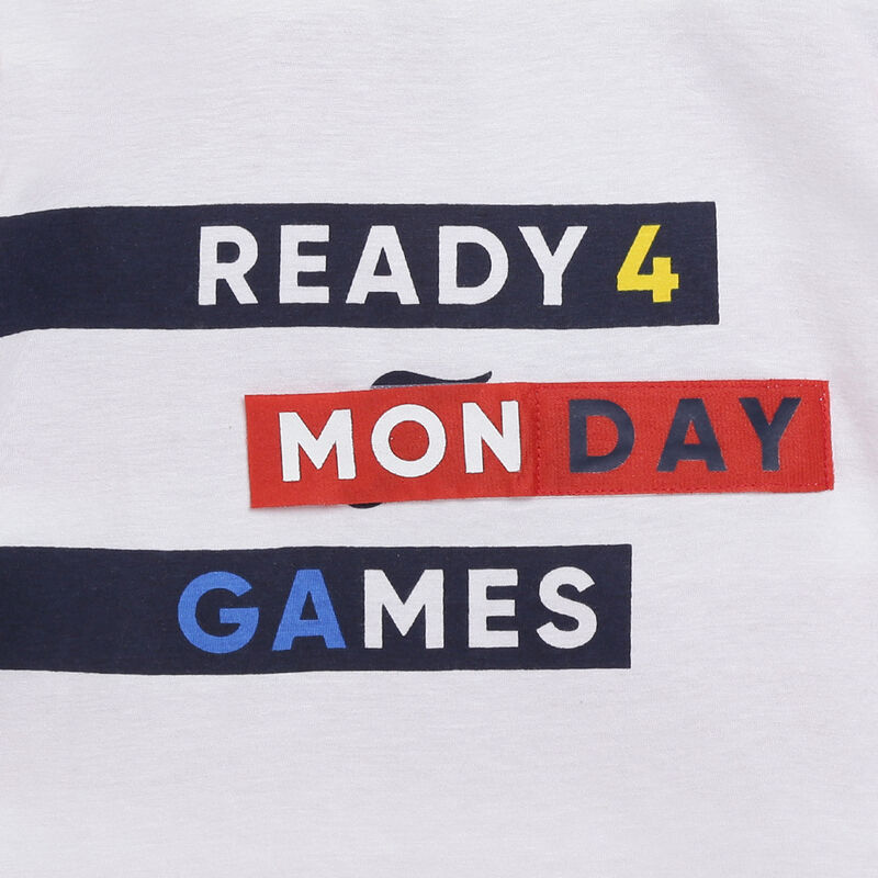 Boys White Printed Short Sleeve T-shirt image number 2